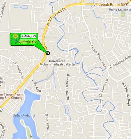Lokasi dan Peta (Google Map) MIKOM FISIP UMJ Jakarta Nomor